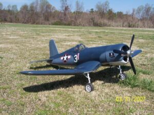 Blue colored Model Aircraft is participating in an event